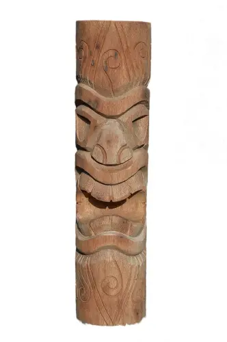 Product image of the product “Tiki Statue Polynesia style. From coconut palm. Model 2 - open mouth, in the sizes from 50cm to 200cm, Natural ”